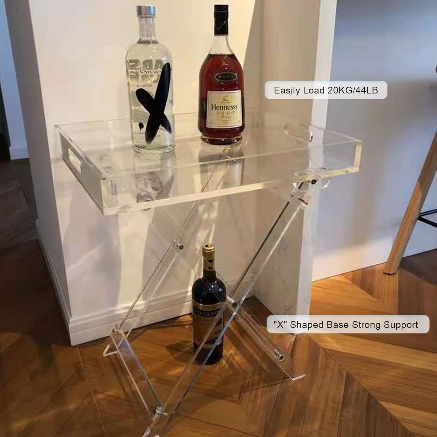 Acrylic Table - Folding Tray Tables - Clear Acrylic Tv Tray Table,Small Desk Coffee Table for Bedroom,Living Room(11.8 * 18.9 * 23.6in)