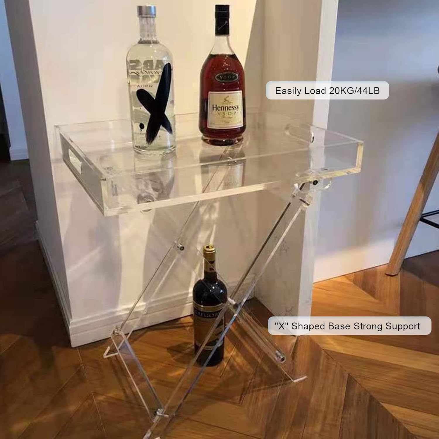 Acrylic Table - Folding Tray Tables - Clear Acrylic Tv Tray Table,Small Desk Coffee Table for Bedroom,Living Room(11.8 * 18.9 * 23.6in)