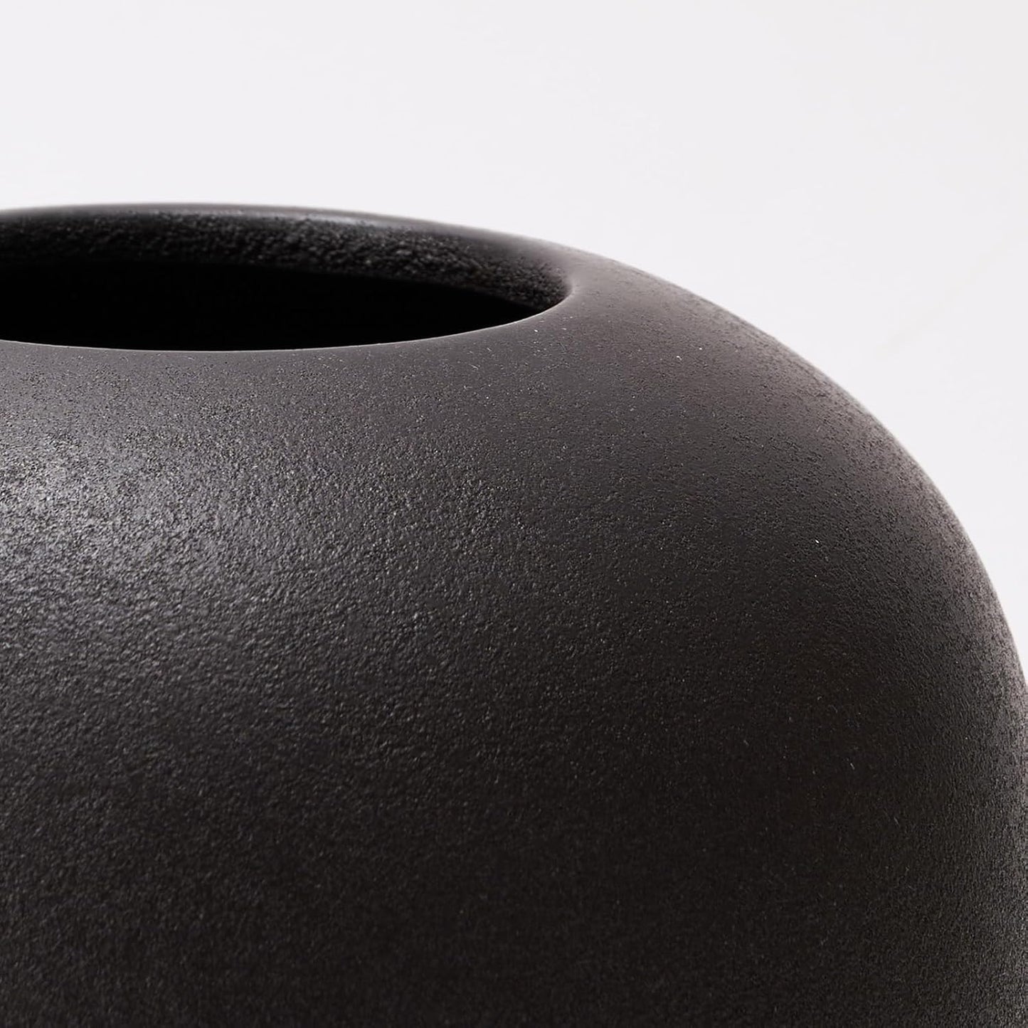 DN DECONATION Flower Vase, Black Ceramic Vases for Home Decor, 7.4” Textured Surface Vase for Bouquet, Boho Farmhouse Decor for Table, Living Room Wedding Women Spring Aesthetic