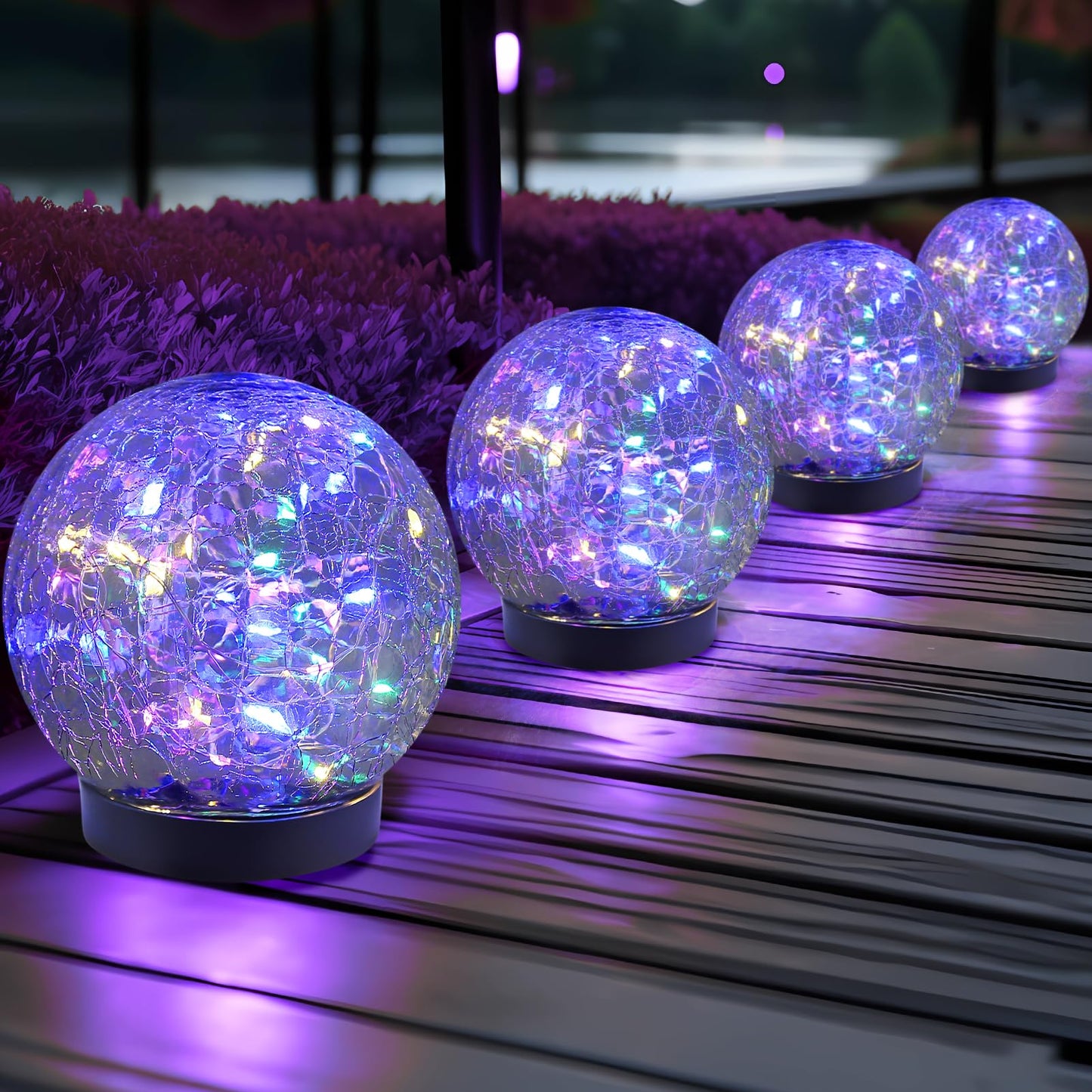 Solar Globe Lights Outdoor Waterproof - Cracked Glass Ball Lights for Garden, Patio, Yard, Lawn and Backyard Decor - Solar Orbs for Outside Decorations