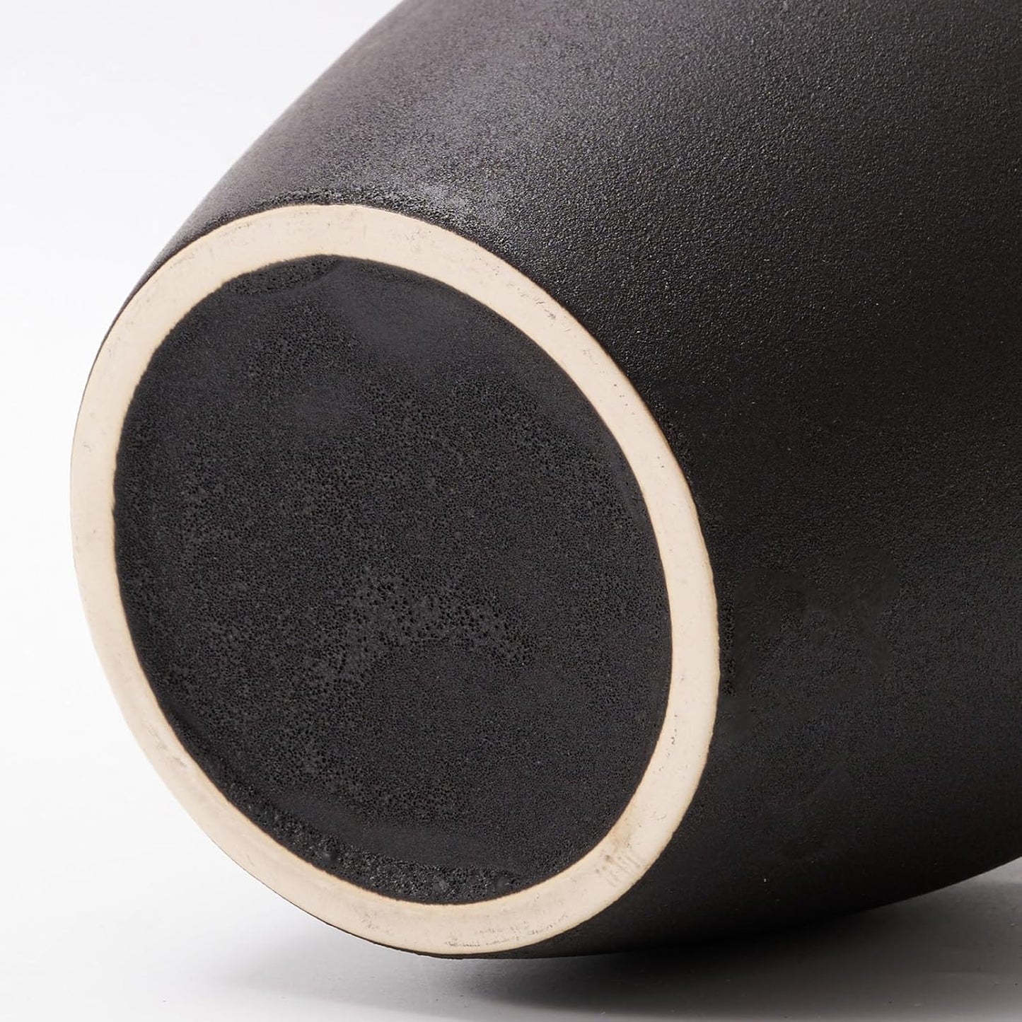 DN DECONATION Flower Vase, Black Ceramic Vases for Home Decor, 7.4” Textured Surface Vase for Bouquet, Boho Farmhouse Decor for Table, Living Room Wedding Women Spring Aesthetic