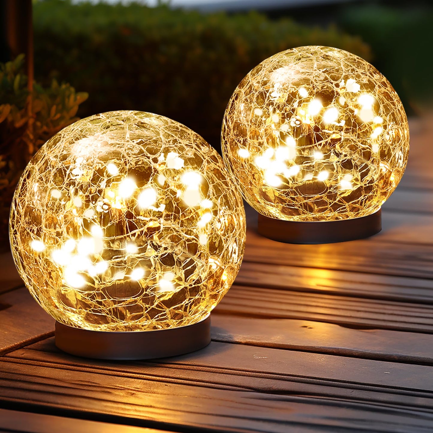 Solar Globe Lights Outdoor Waterproof - Cracked Glass Ball Lights for Garden, Patio, Yard, Lawn and Backyard Decor - Solar Orbs for Outside Decorations