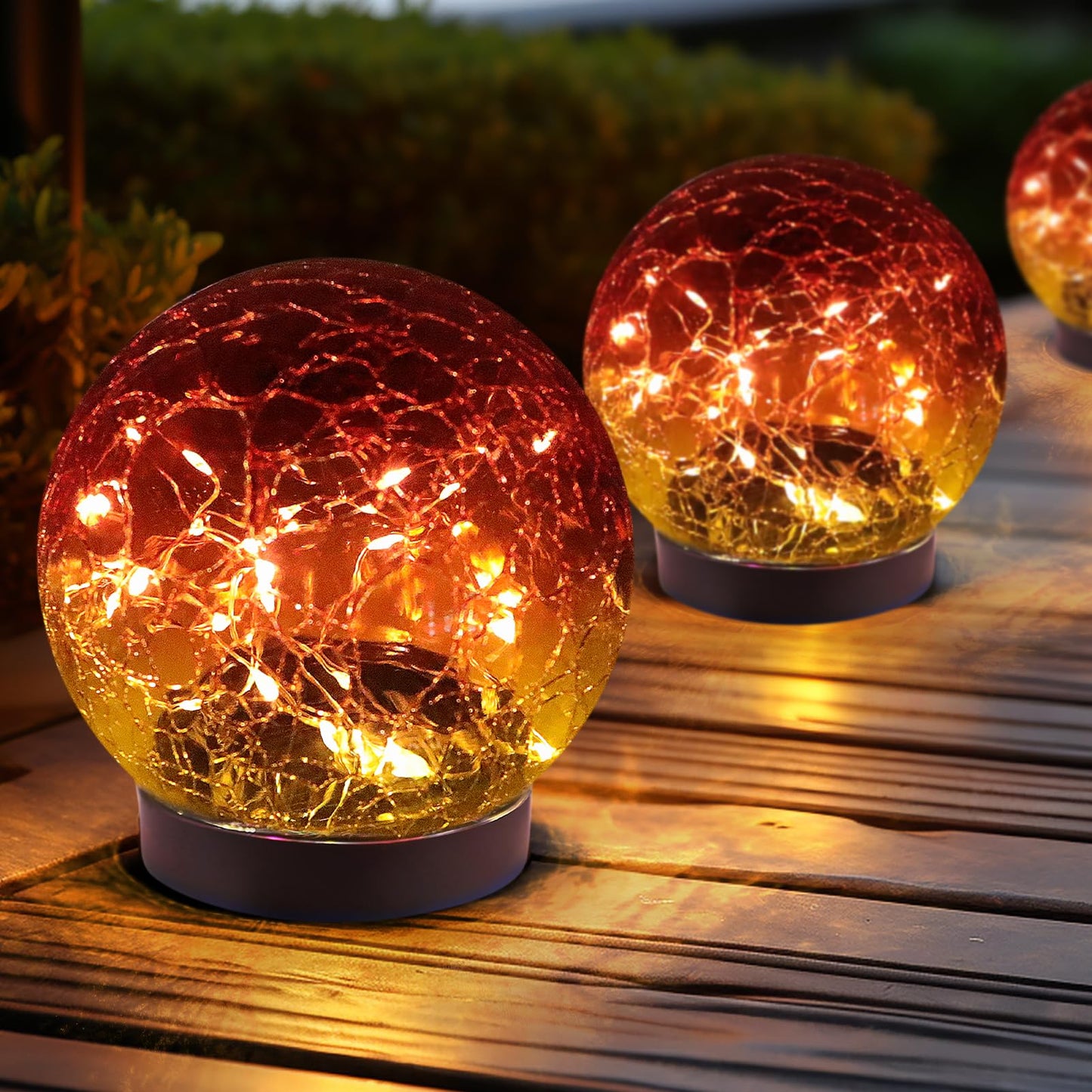 Solar Globe Lights Outdoor Waterproof - Cracked Glass Ball Lights for Garden, Patio, Yard, Lawn and Backyard Decor - Solar Orbs for Outside Decorations